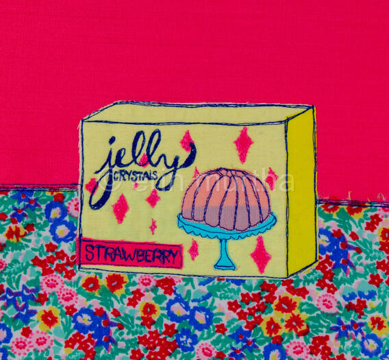 off-brand 2D box of jelly crystals made out of fabric and thread