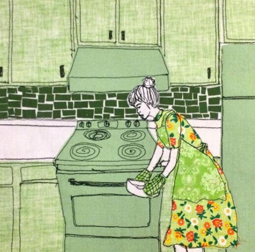 Erin Murtha tiny McKittens textile art Hot out of the kitchen